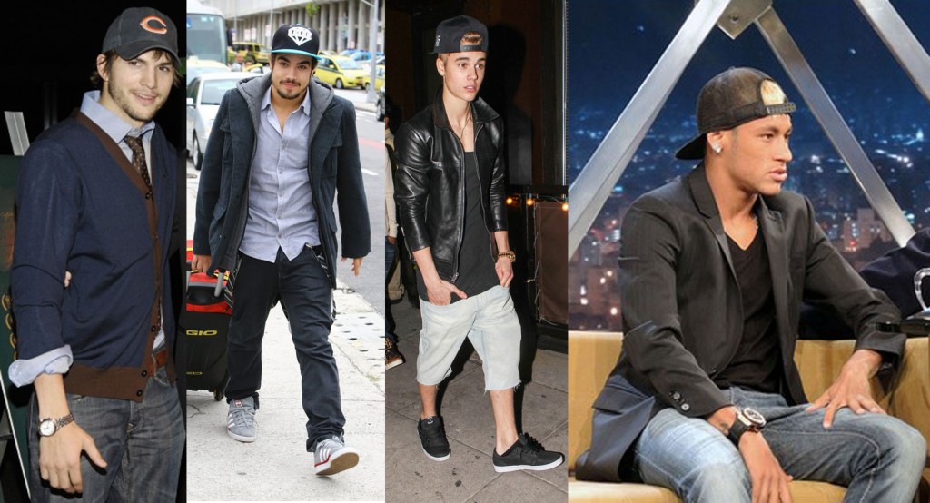 Ashton Kutcher, Caio Castro, Justin Bieber e Neymar sempre aparecem usando boné.